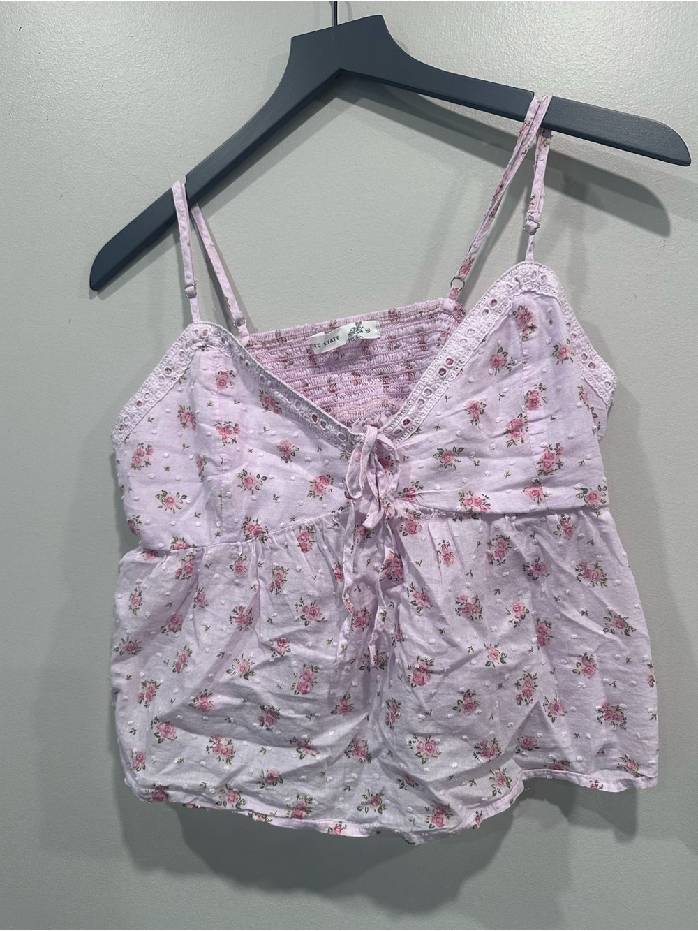 Altar'd State Light Lavender Floral Tie-Front Crop Cami
